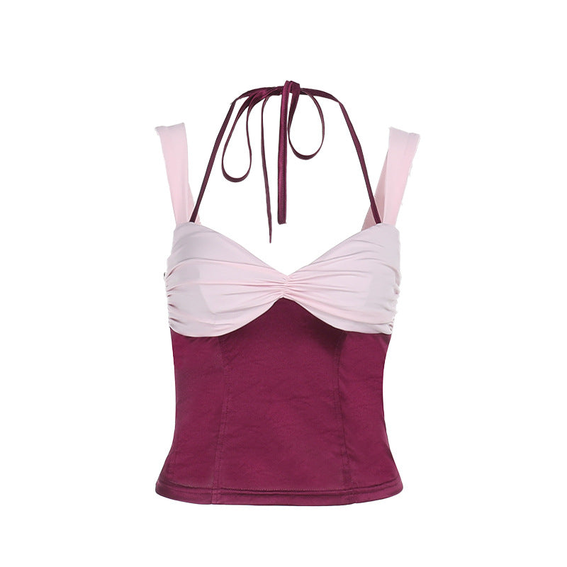 Dame Crop-Top med skulderfri design og raffinerte volangdetaljer Skjora