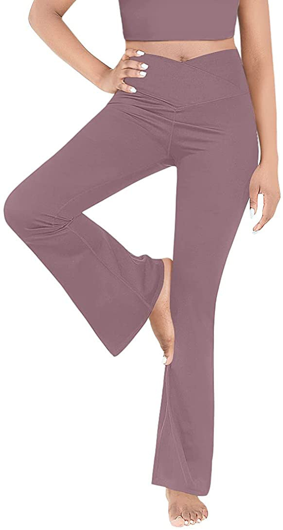 Dame Bootcut Yoga-bukse laget av elastisk materiale med høy midje Skjora
