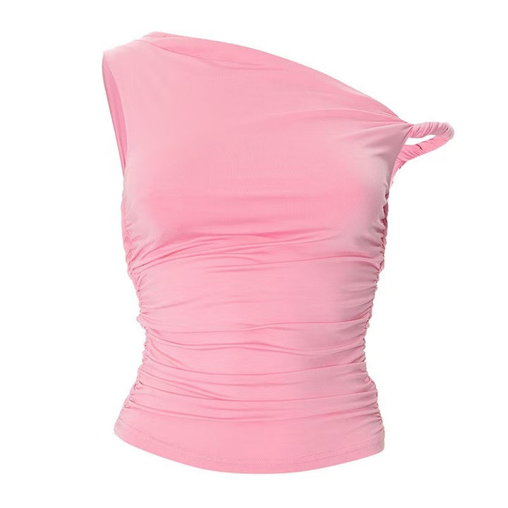 Dame En-sidig Rynkedes Top med elastisk Design Skjora