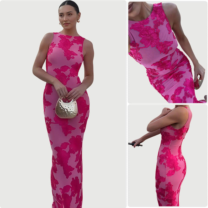 Dame Bodycon kjole med blomstermønster og elegant snitt Skjora