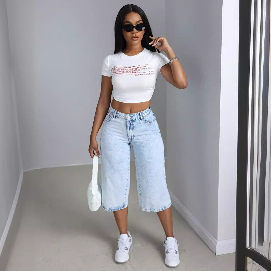 Kvinners komfortable culotte jeans Skjora