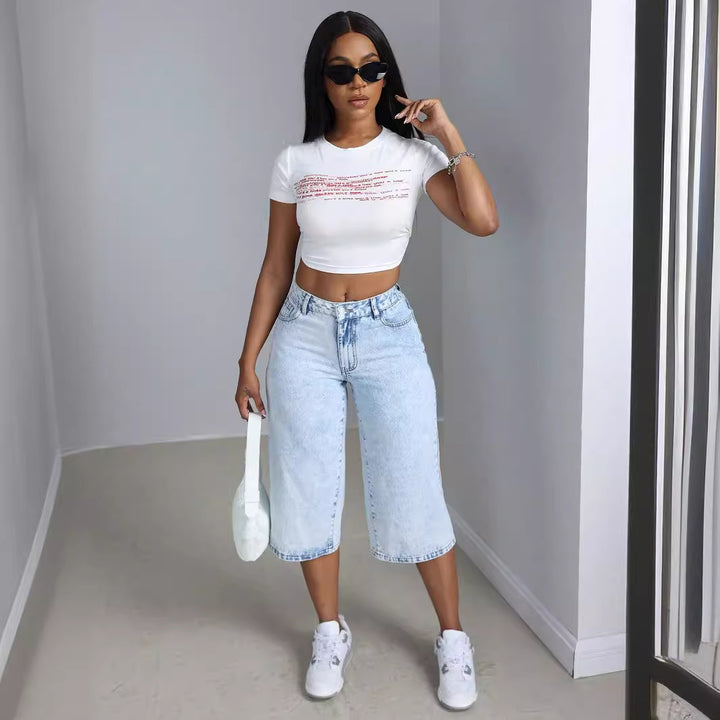Kvinners komfortable culotte jeans Skjora
