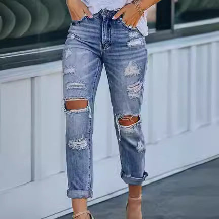 Women's Distressed Boyfriend Jeans Skirt