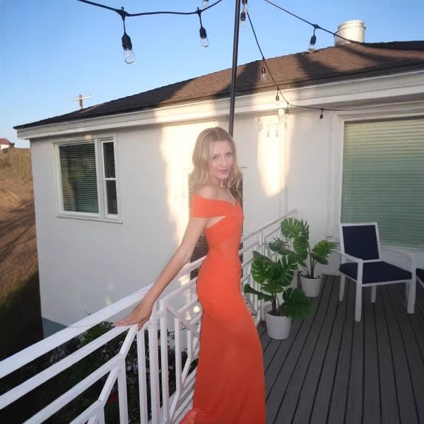 Damer Off-Shoulder Maxikjole med raffinerte draperinger Skjora