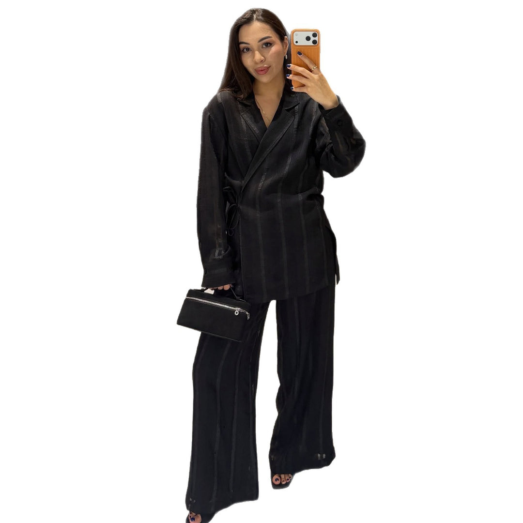 Kvinners sett med stilige oversized blazer og vid-snitt bukser