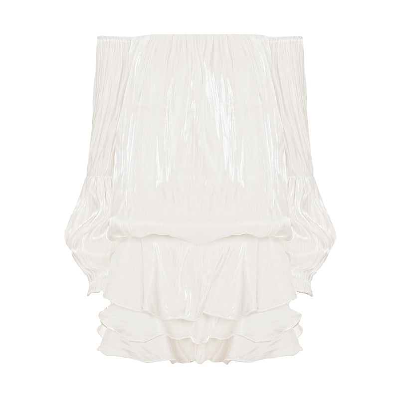 Dame luftig Off-Shoulder Kjole med Volangskjæring Skjora
