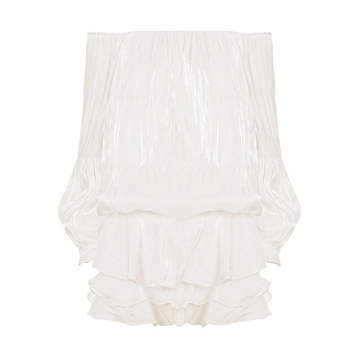 Dame luftig Off-Shoulder Kjole med Volangskjæring Skjora