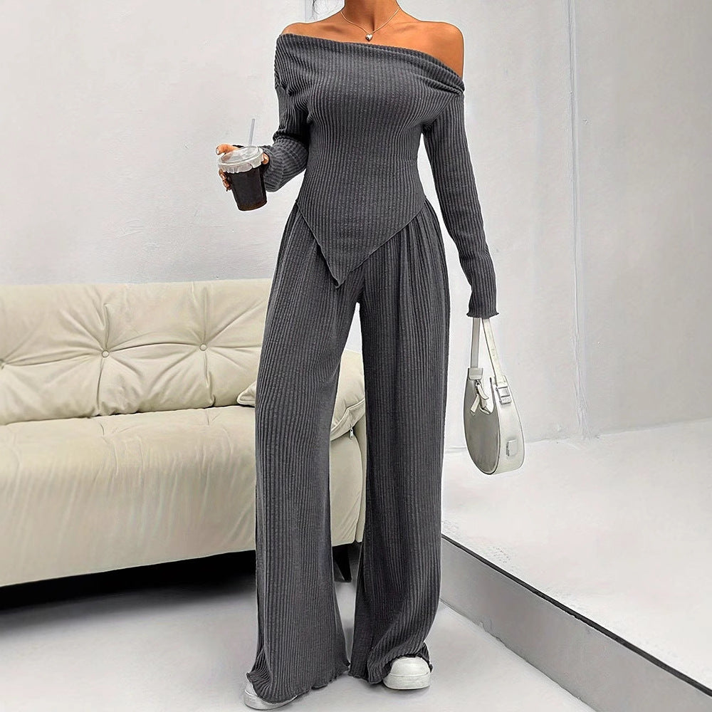 Dame figurnær jumpsuit med asymmetrisk utringning og lange ermer Skjora
