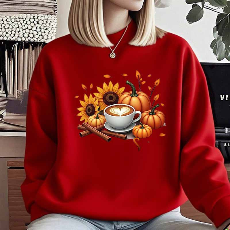 Dame sweatshirt med høstmotiv og spesiell trykk Skjora