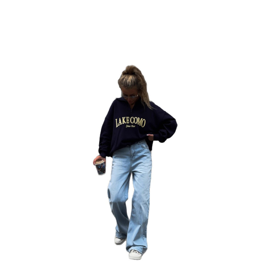 Kvinners uformelle zip genser i urban stil med logo print Skjora