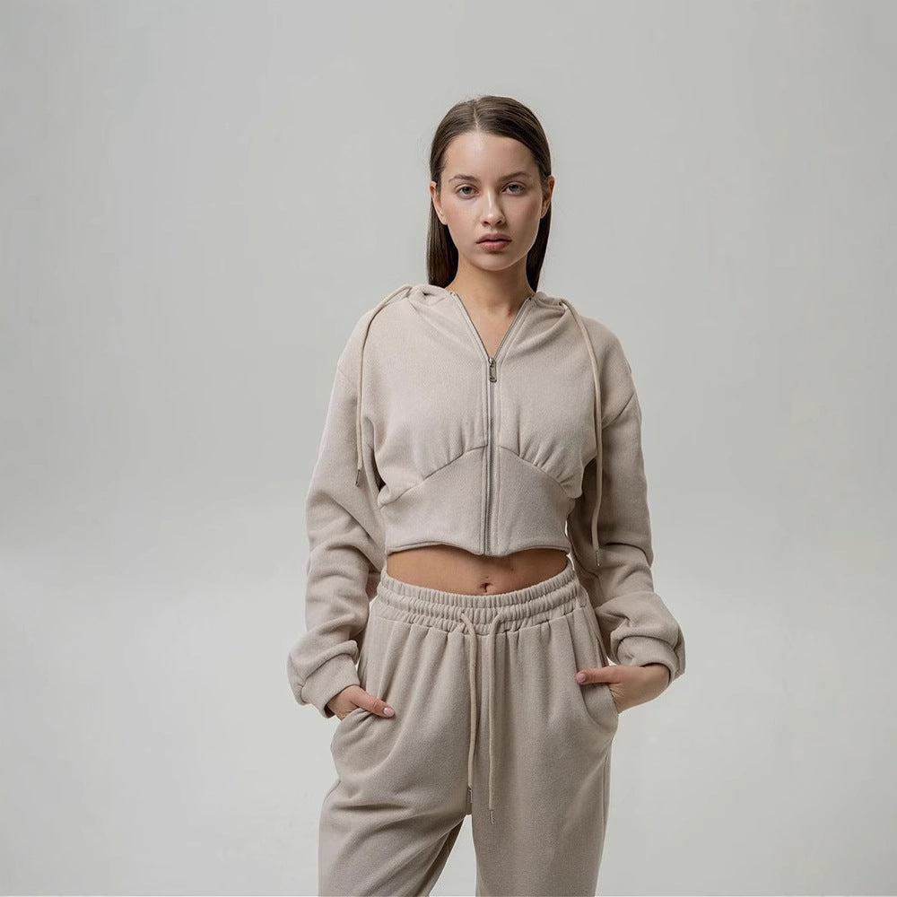 Damer casual sweatshirt og joggebukse sett med høy krage og løs passform Skjora