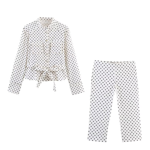 Dame leggings med moderne prikkedesign og elastisk linning Skjora