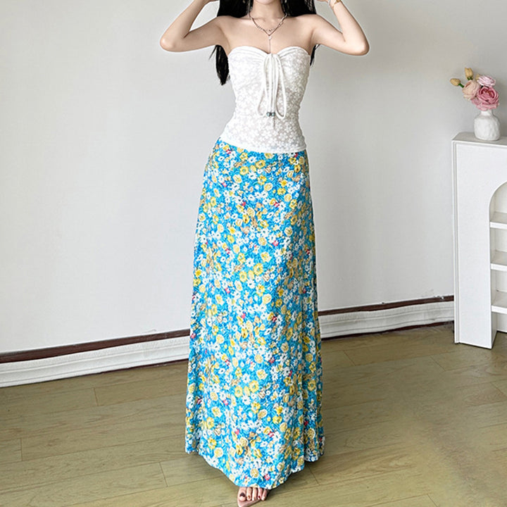 Dame Bandeau-overdel med blomstermotiv og flettet detalj Skjora