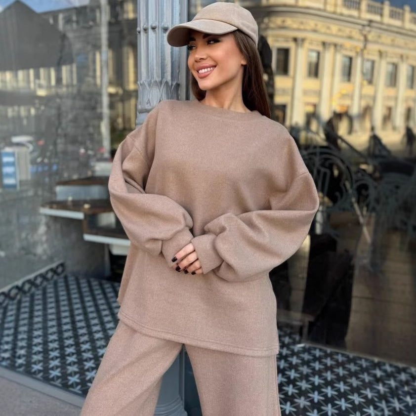 Kvinnelig Casual Fleece Treningsdrakt med Løs Passform Skjora