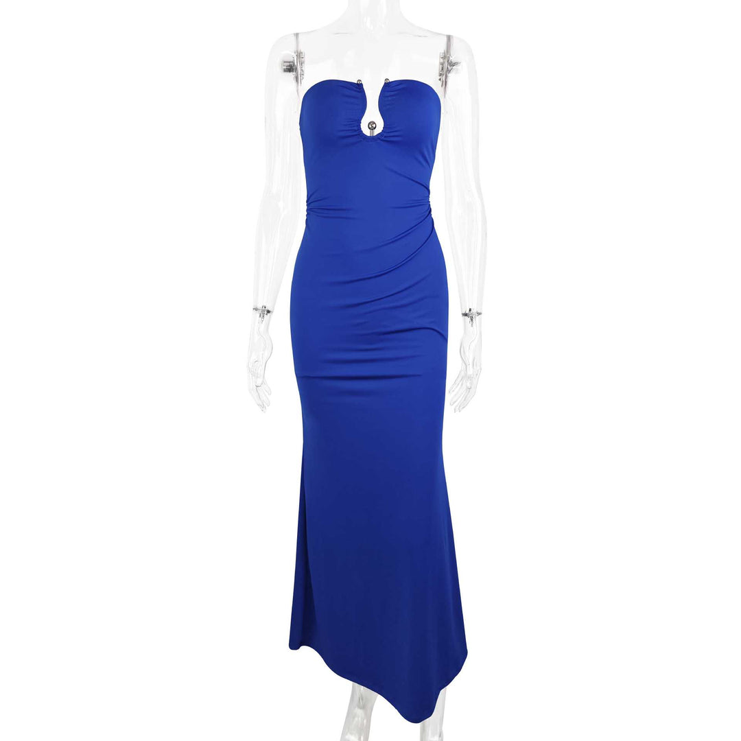 Women's Elegant strapless maxi dress with refined keyhole cutout and figure-hugging fit Skirt