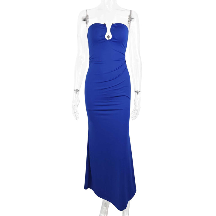 Women's Elegant strapless maxi dress with refined keyhole cutout and figure-hugging fit Skirt