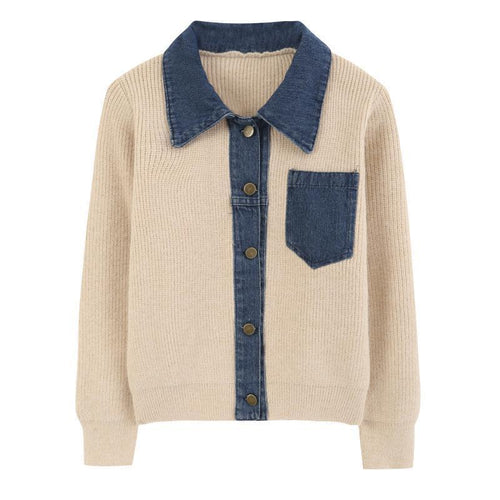 Kvinne cardigan med denimdetalj Skjora