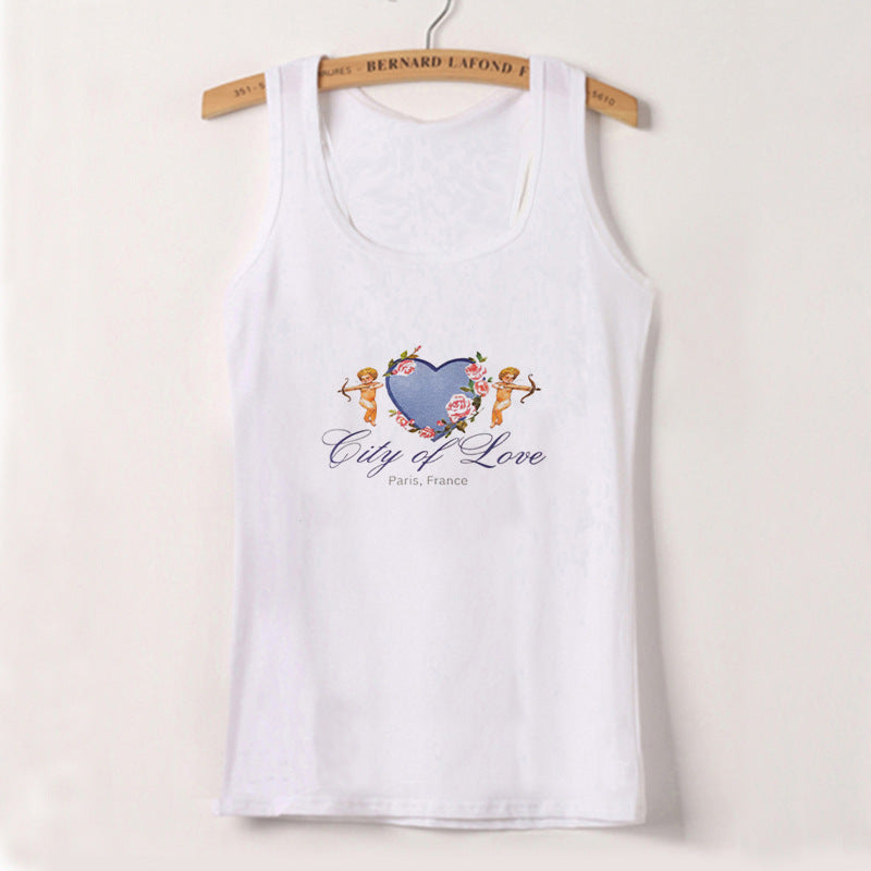 Dame cropped T-skjorte med romantisk hjerte-design Skjora