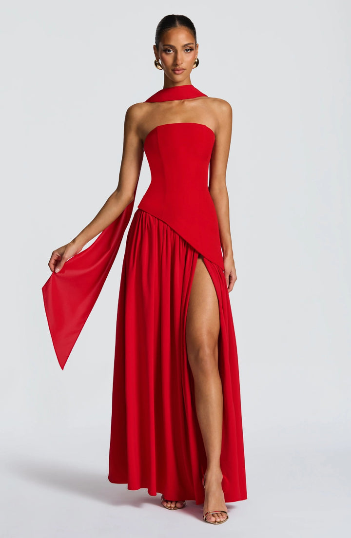 Kjoler Gulv-lengde Maxi Kjole med Skulder-fri Design og Elegant Slisse