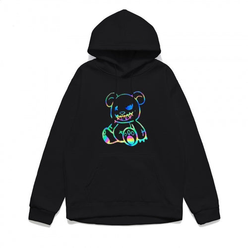Damer hoodie sweatshirt med kult bjørnemotiv og behagelig passform Skjora