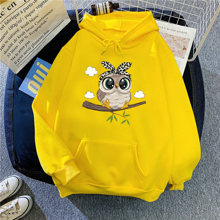 Damen Kapuzenpullover mit süßem Eulenmotiv Skjora