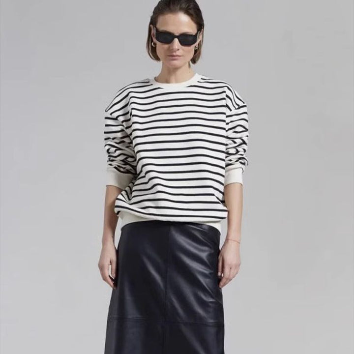 Dame casual stripete genser med raglanermer Skjora