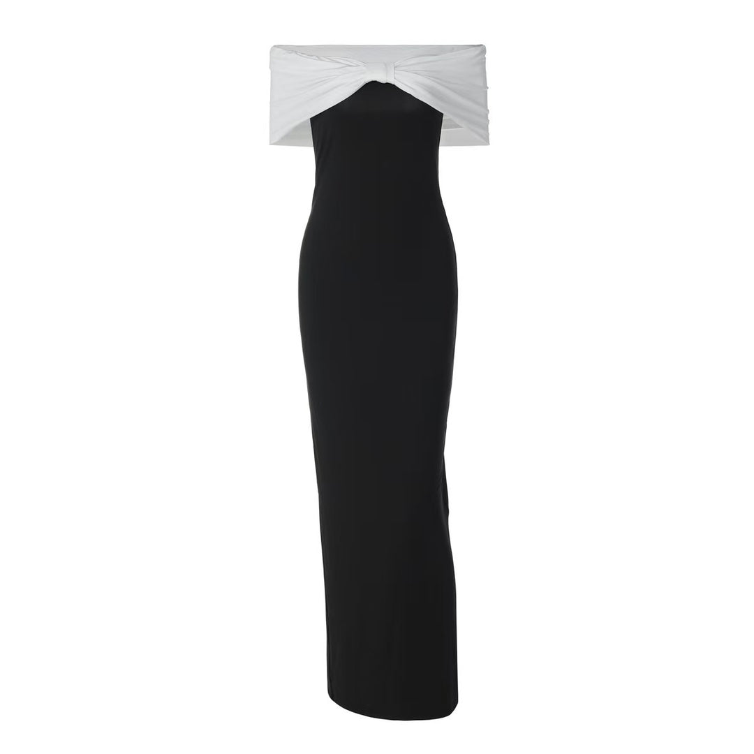 Dame Elegant Maxikjole med skulderfritt design og innsvingt snitt Skjora
