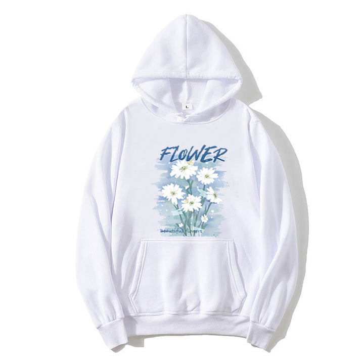 Dame hettegenser med blomster grafisk trykk Skjora
