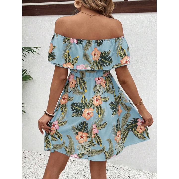 Dame Off-Shoulder Sommerkjole med blomstermønster Skjora