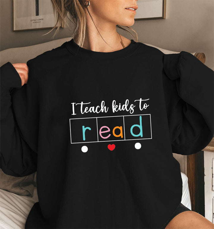 Kvinne sweatshirt med kreativt undervisningsmotiv Skjora