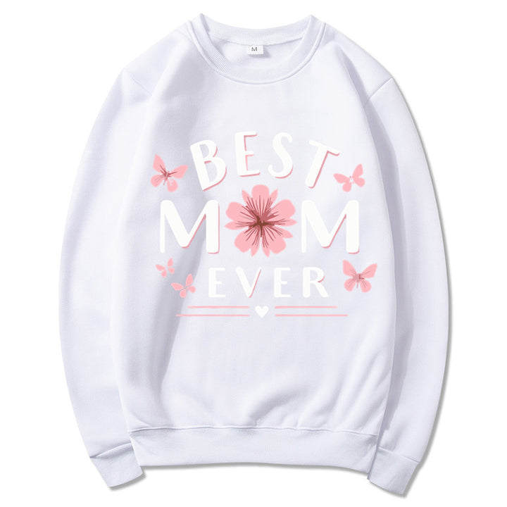 Dame sweatshirt med leken favorittutsagn og blomsterdesign Skjora