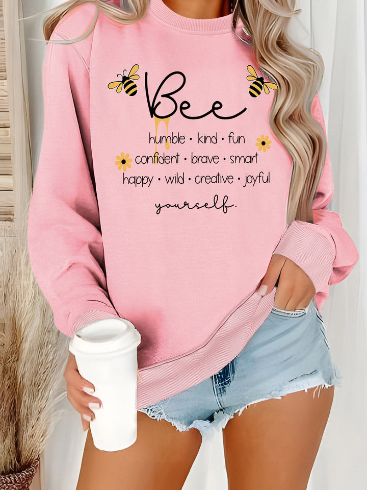 Dame sweatshirts med inspirerende bien mote og positive affirmasjoner Skjora