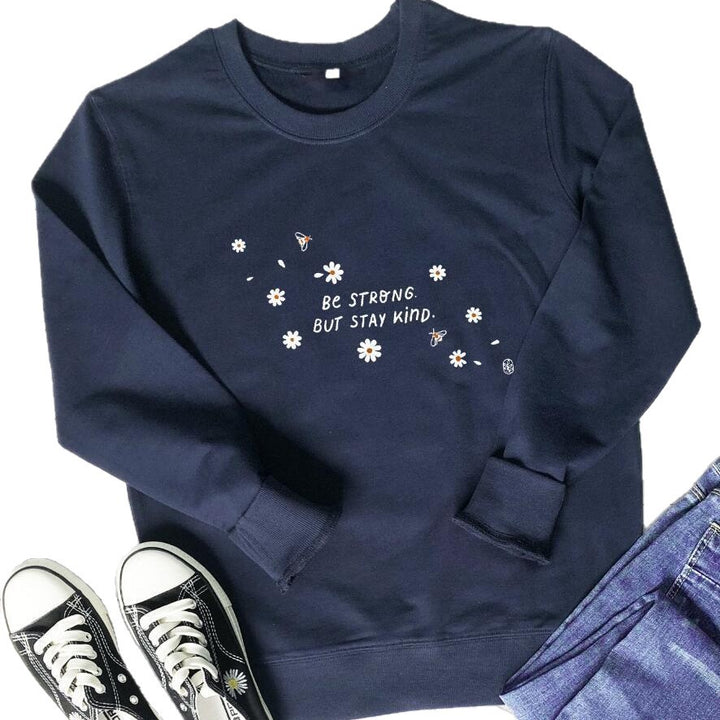 Kvinner sweatshirt med inspirerende budskap og blomsterdesign Skjora