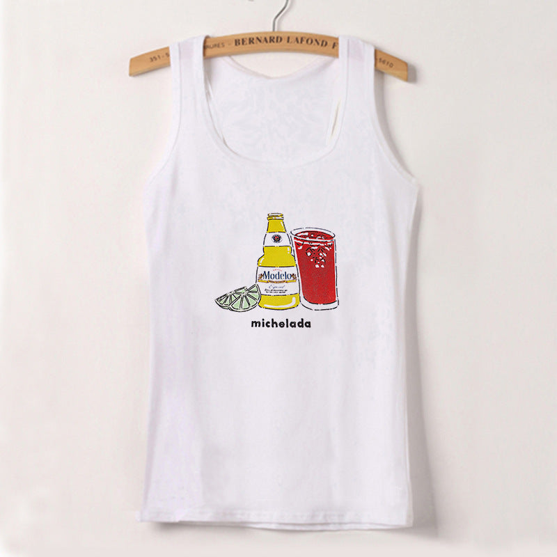 Dame Tanktop med leken gastronomi-motiv Skjora