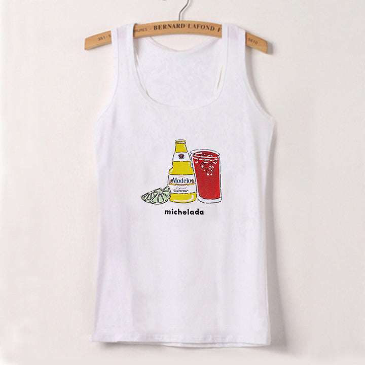 Dame Tanktop med leken gastronomi-motiv Skjora