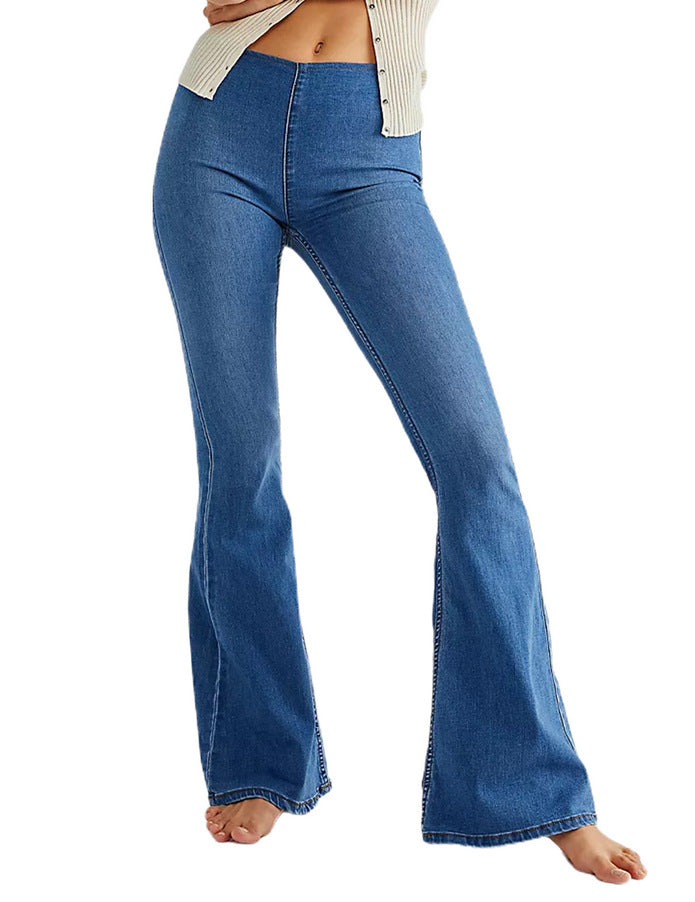 Damer Flared Jeans i en uformell stil med høy livhøyde og figurvennlig silhuett Skjora