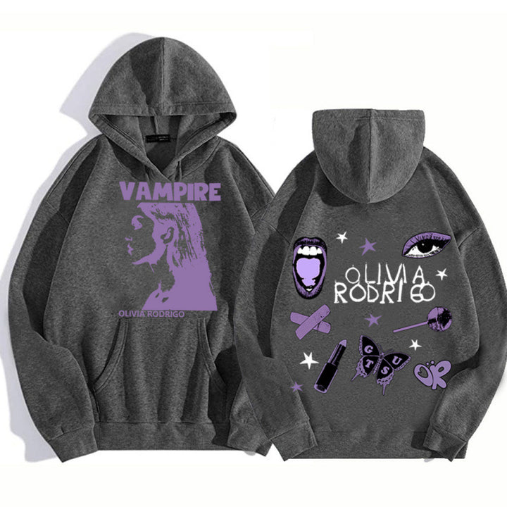 Kvinnehettegenser med kunstnerisk vampyrtrykk og oversized passform Skjora