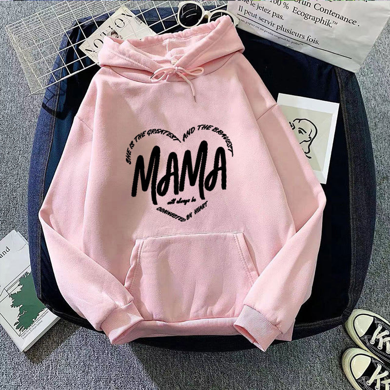 Dame hoodie med kreativ Mama-slogan Skjora