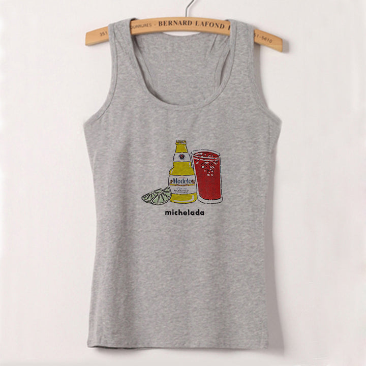 Dame Tanktop med leken gastronomi-motiv Skjora