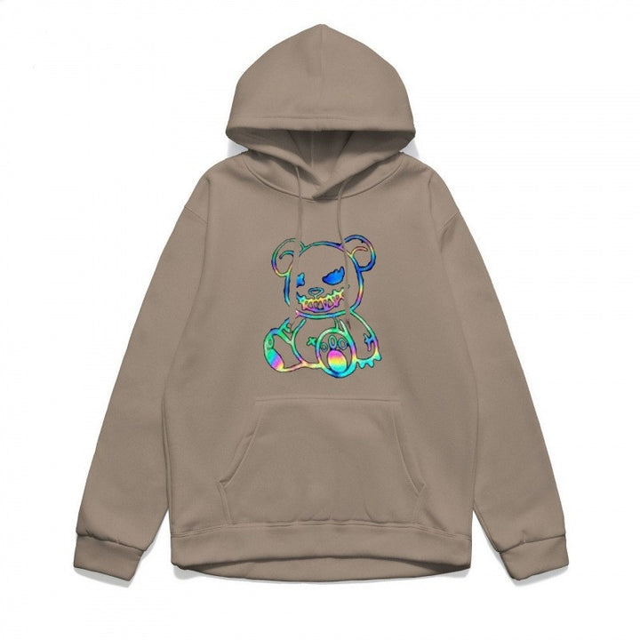Damer hoodie sweatshirt med kult bjørnemotiv og behagelig passform Skjora