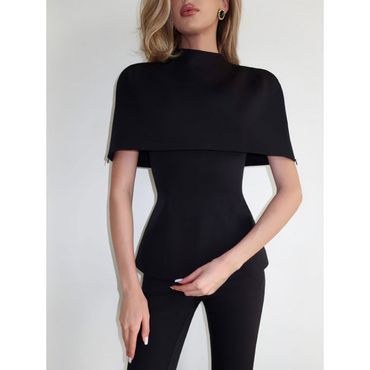 Dame Elegant topp med asymmetrisk krage og figursydd snitt Skjora