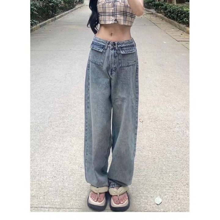 Kvinnenes løstsittende denimbukser med høye lommer og vintage vask Skjora