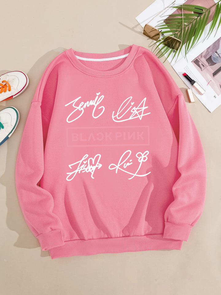 Dame uformell sweatshirt med kreativt signaturmotiv Skjora