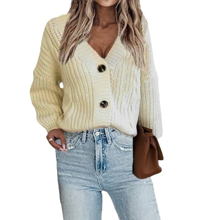 Dame chunky strikket cardigan med knappdetaljer og voluminøse ermer Skjora