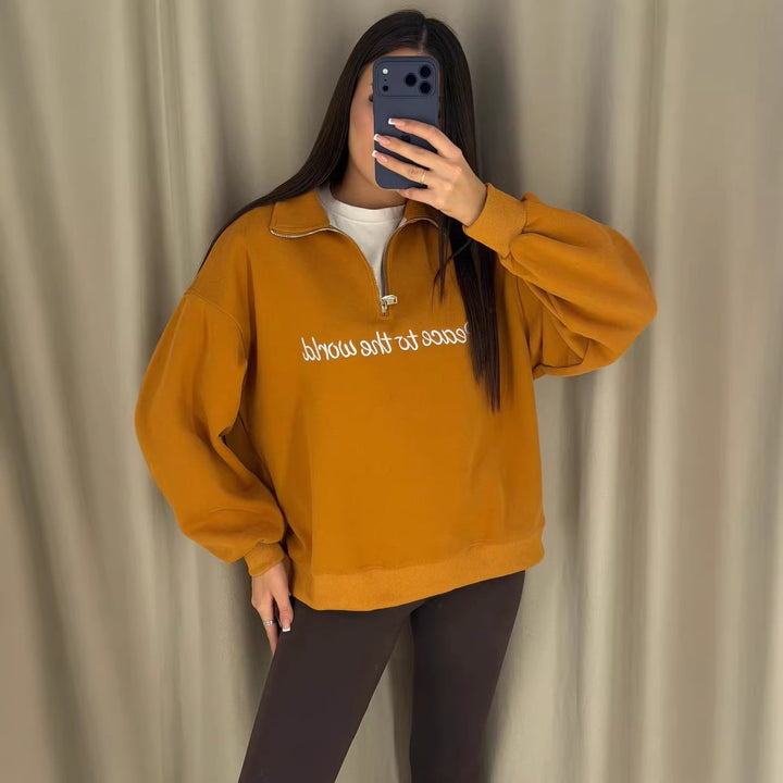 Damer uformell sweatshirt med høy krage og motivasjonsbokstaver Skjora