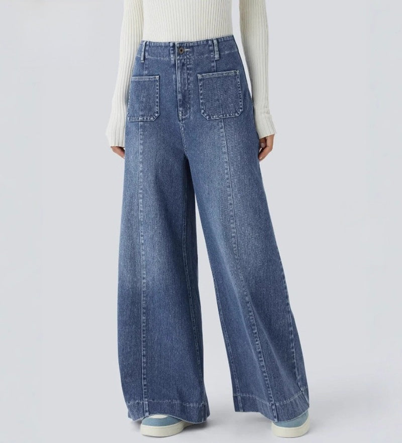Kvinnenes vidde jeans med høye lommer Skjora