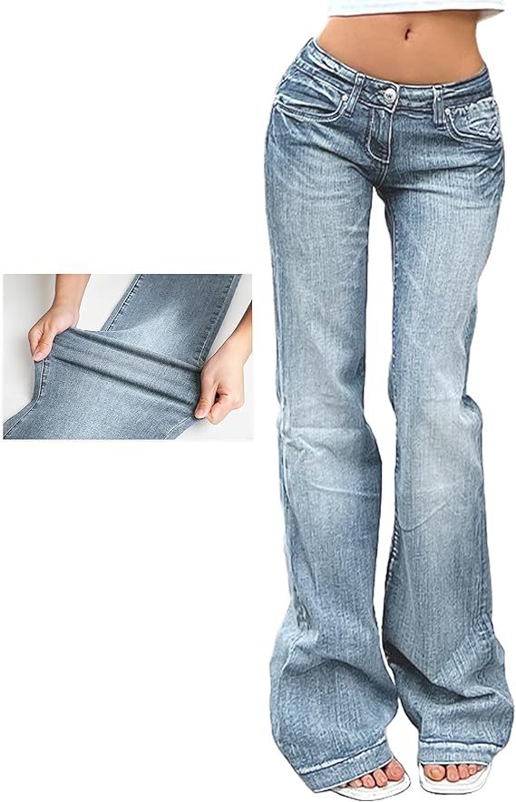 Dame Bootcut-jeans med fleksibel passform og høy midje Skjora