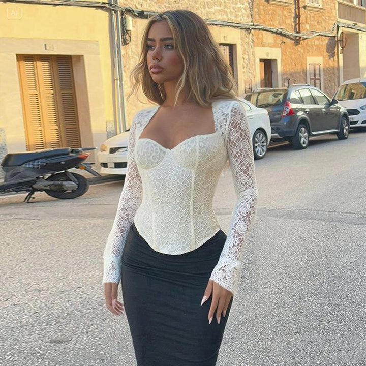 Dame elegant spissbluse med lange ermer og figursydd snitt Skjora
