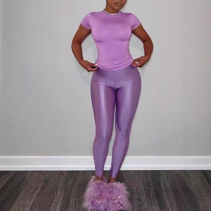 Dame Figurtilpasset T-skjorte og leggings sett Skjora