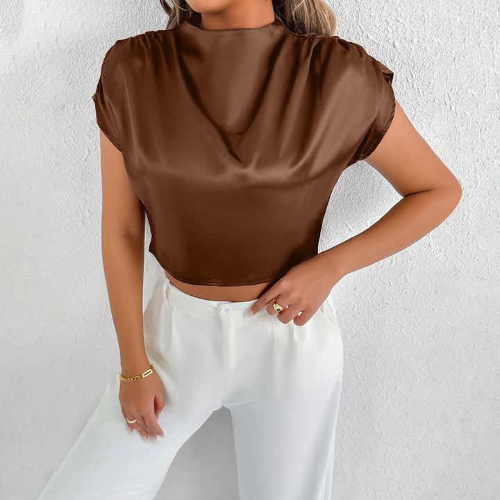 Dame Elegant Kortermet Bluse med moderne Ståkrage Skjora